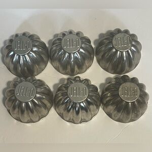 6 Mini JELL-O Molds Aluminum 3" x  2” JELL-O  Brand Original Molds Vintage